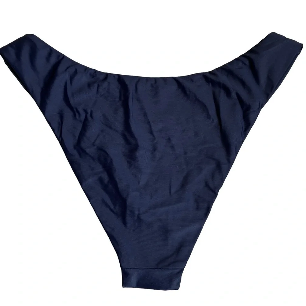 NWT J. Crew Navy Blue Curved Waist Cheeky Bikini Bottoms Minimalist Sz M